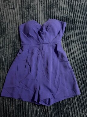 bebe Purple Strapless Romper